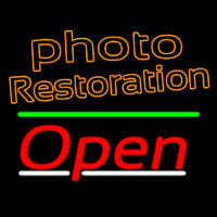 Orange Photo Restoration With Open 3 Enseigne Néon