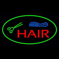 Oval Hair With Comb And Scissor Enseigne Néon