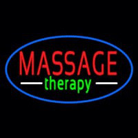 Oval Massage Therapy Blue Border Enseigne Néon
