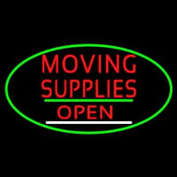 Oval Moving Supplies Open Green Line Enseigne Néon