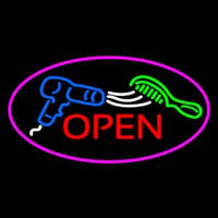 Oval Open Dryer And Comb Logo Hair Enseigne Néon