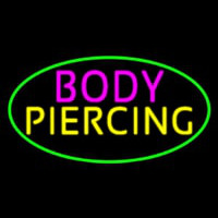 Oval Pink Body Green Piercing Enseigne Néon