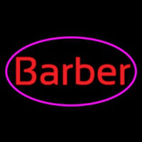 Oval Red Barber With Pink Border Enseigne Néon