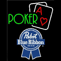 Pabst Blue Ribbon Green Poker Beer Sign Enseigne Néon