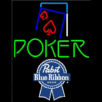 Pabst Blue Ribbon Green Poker Red Heart Beer Sign Enseigne Néon