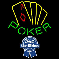 Pabst Blue Ribbon Poker Yellow Beer Sign Enseigne Néon
