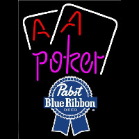 Pabst Blue Ribbon Purple Lettering Red Aces White Cards Beer Sign Enseigne Néon
