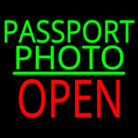 Passport Photo Open Block Green Line Enseigne Néon