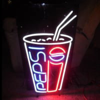 Pepsi Soda Pop Verre Bière Bar Entrée Enseigne Néon