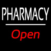 Pharmacy Open White Line Enseigne Néon