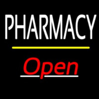 Pharmacy Open Yellow Line Enseigne Néon