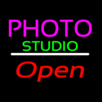 Photo Studio Open White Line Enseigne Néon