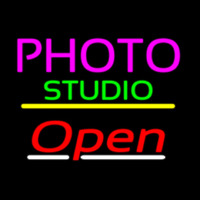Photo Studio Open Yellow Line Enseigne Néon