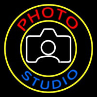 Photo Studio With Camera Logo Circle Enseigne Néon