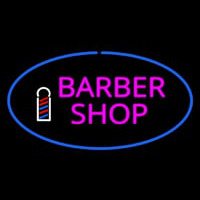 Pink Barber Shop Oval Logo Enseigne Néon