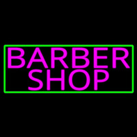 Pink Barber Shop With Green Border Enseigne Néon