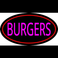 Pink Burgers Oval Red Enseigne Néon