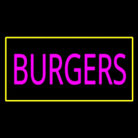 Pink Burgers Rectangle Yellow Enseigne Néon