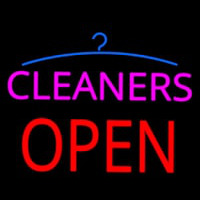 Pink Cleaners Block Open Enseigne Néon