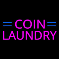 Pink Coin Laundry Blue Lines Enseigne Néon