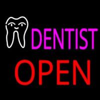 Pink Dentist Tooth Logo Block Open Enseigne Néon