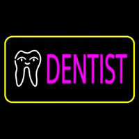 Pink Dentist Tooth Logo Yellow Border Enseigne Néon