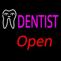 Pink Dentist White Tooth Open Enseigne Néon