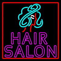 Pink Double Stroke Hair Salon With Girl Logo Enseigne Néon