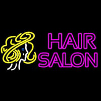 Pink Double Stroke Hair Salon With Girl Logo Enseigne Néon