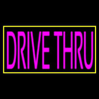 Pink Drive Thru With Yellow Border Enseigne Néon