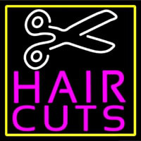 Pink Hair Cut With Scissor Enseigne Néon