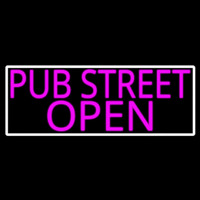 Pink Pub Street Open With White Border Enseigne Néon