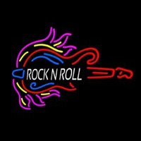 Pink Rock N Roll Guitar Block Enseigne Néon