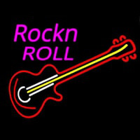 Pink Rock N Roll Guitar Enseigne Néon