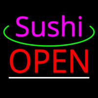 Pink Sushi Green Line Open Enseigne Néon