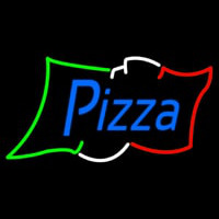 Pizza Blue Script Italian Flag Enseigne Néon