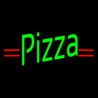 Pizza In Neon Green With Red Lines Enseigne Néon
