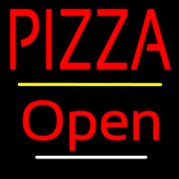 Pizza Script2 Open Yellow Line Enseigne Néon