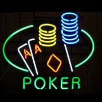 Poker Double Aces Magasin Entrée Enseigne Néon