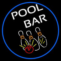 Pool Bar Oval With Blue Border Enseigne Néon
