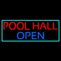 Pool Hall Open With Turquoise Enseigne Néon