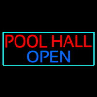 Pool Hall Open With Turquoise Enseigne Néon