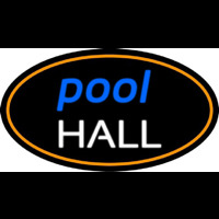Pool Hall Oval With Orange Border Enseigne Néon