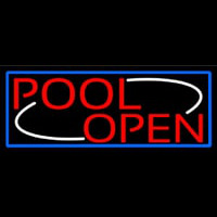 Pool Open With Blue Border Enseigne Néon