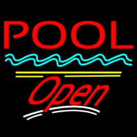 Pool Open Yellow Line Enseigne Néon