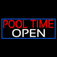 Pool Time Open With Blue Border Enseigne Néon