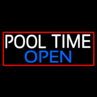 Pool Time Open With Red Border Enseigne Néon