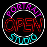 Portrait Studio Red Open Enseigne Néon
