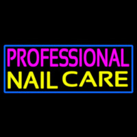 Professional Nail Care With Blue Border Enseigne Néon