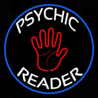 Psychic Reader With Palm Blue Circle Enseigne Néon